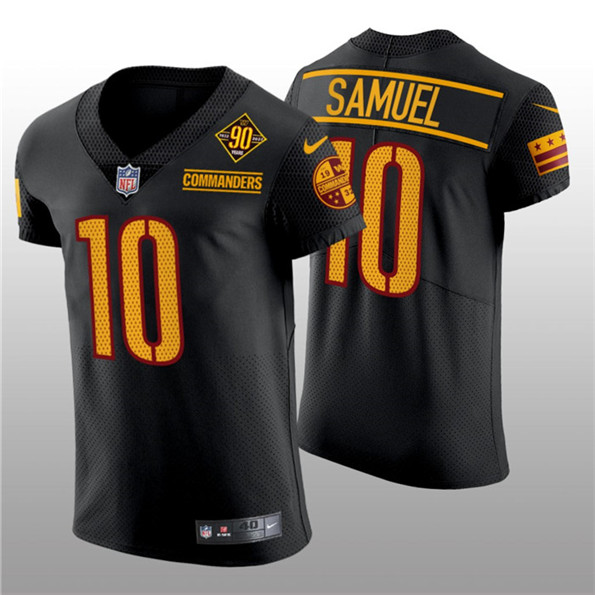 Men's Washington Commanders #10 Curtis Samuel Black 90th Anniversary Elite Stitched Jersey